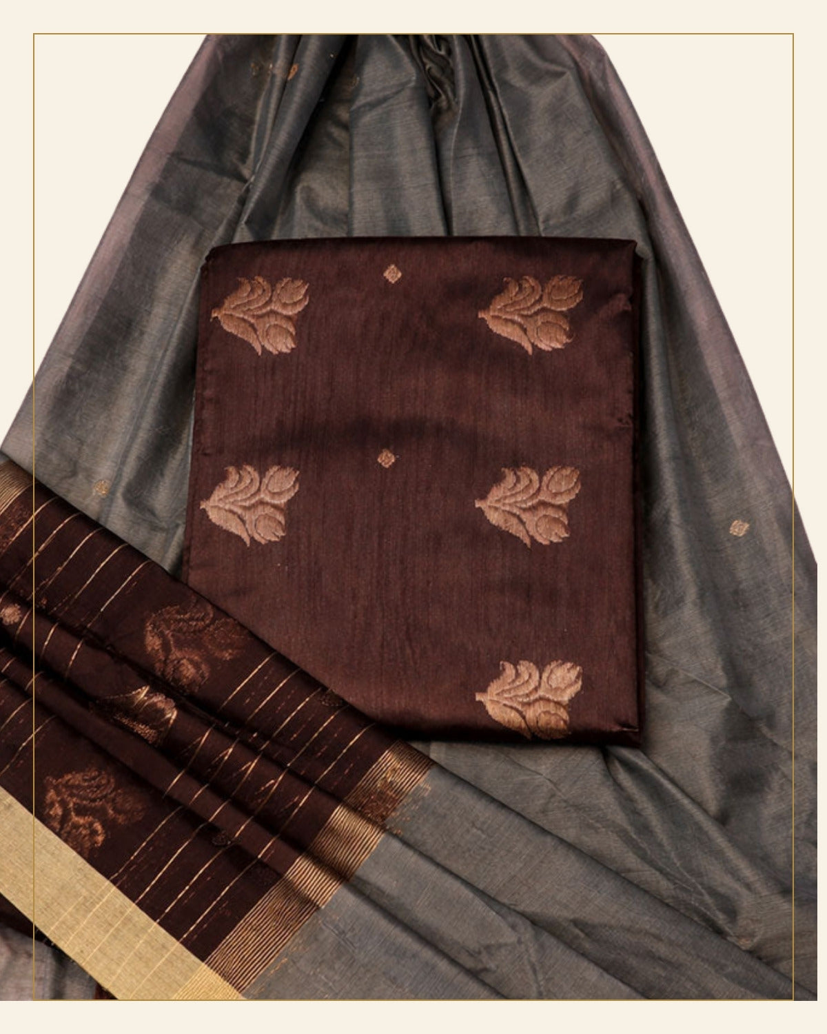 Handwoven Unstitched Chanderi 3 Piece Suit Set (Silk & Mercerized Cotton) — Saptadhārā detail