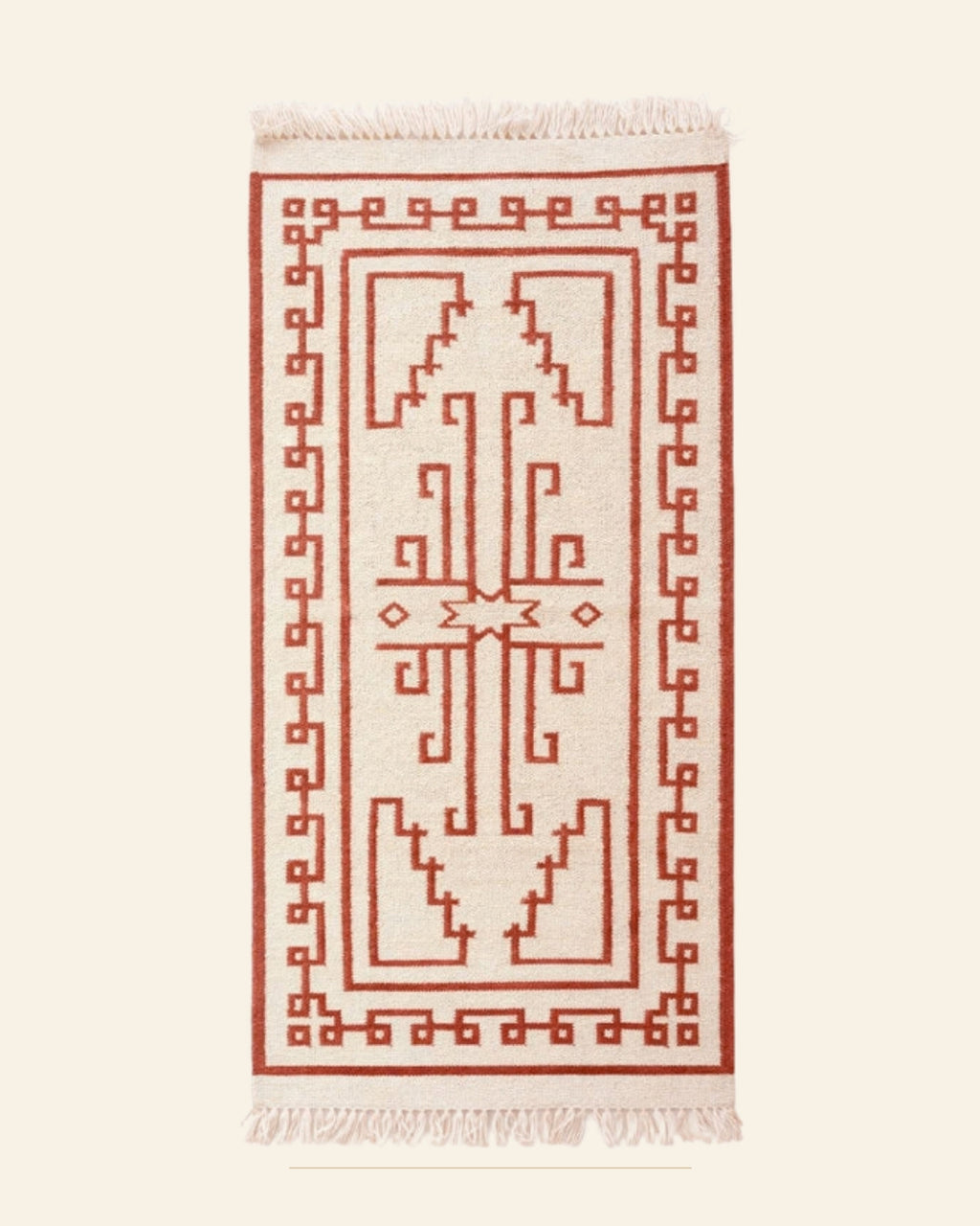 Sindoori Punja Durrie Floor Carpet · Handwoven Rug — Saptadhārā studio