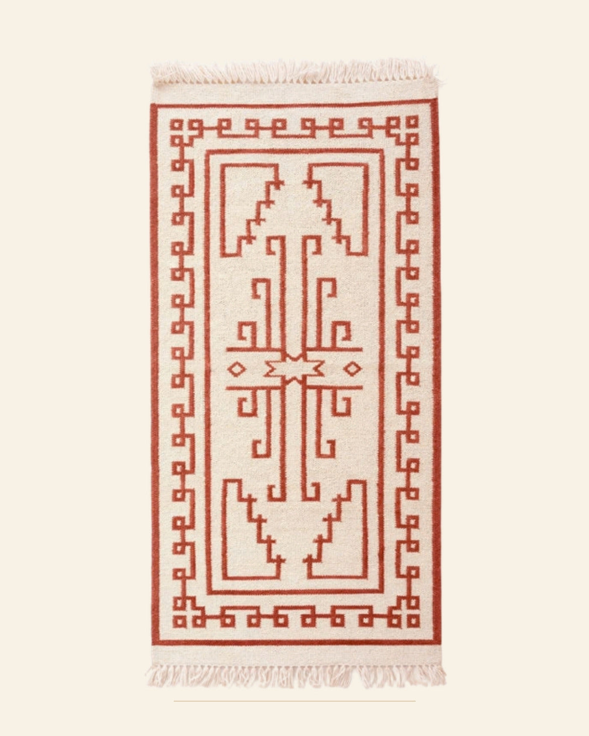 Sindoori Punja Durrie Floor Carpet · Handwoven Rug — Saptadhārā studio
