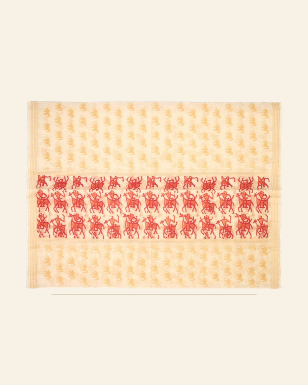 Block Printed Chanderi Stole – Warli Tribal Art Motif — Saptadhārā studio