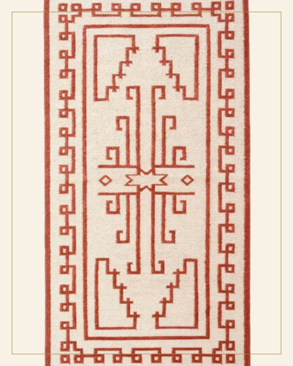 Sindoori Punja Durrie Floor Carpet · Handwoven Rug — Saptadhārā detail