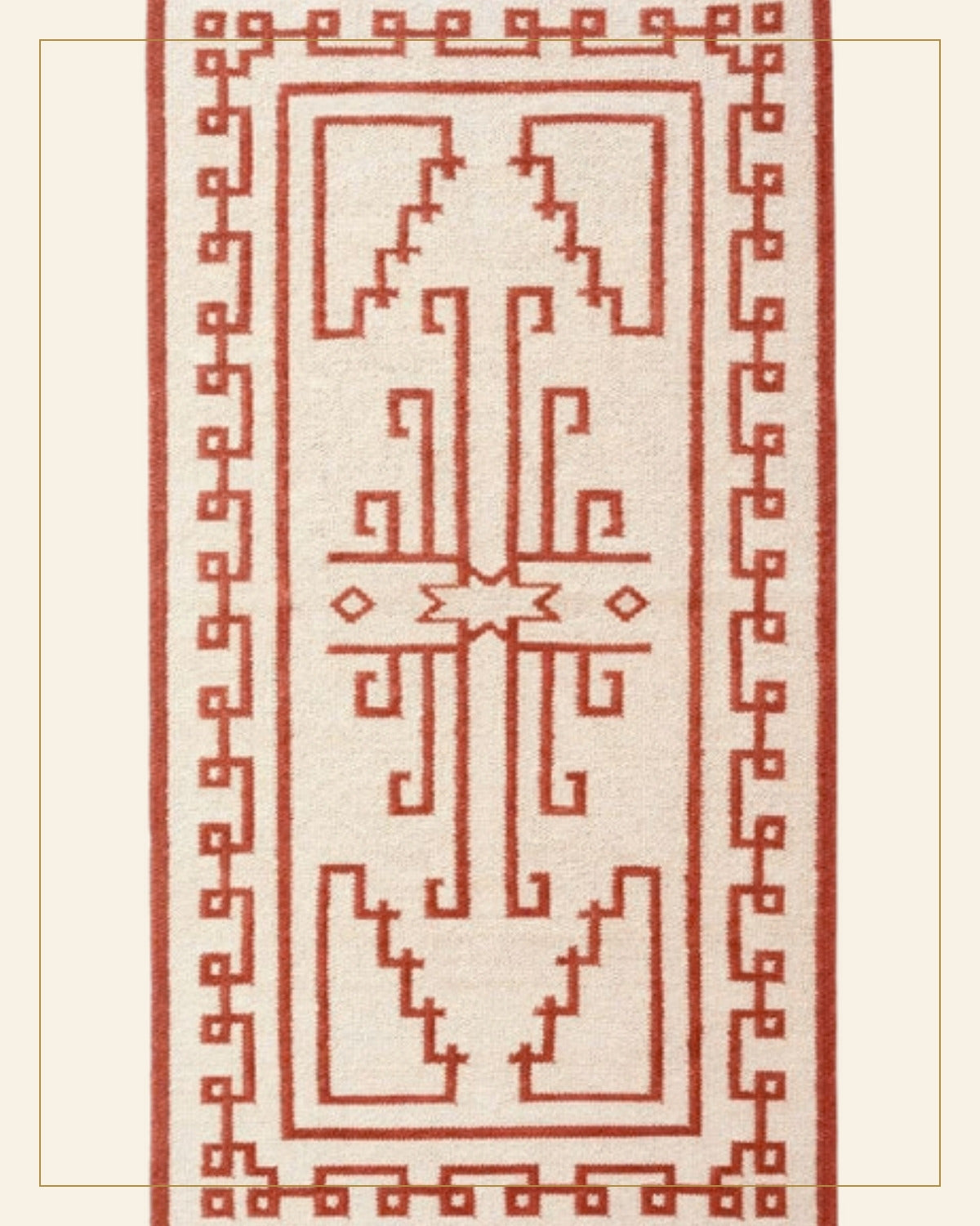 Sindoori Punja Durrie Floor Carpet · Handwoven Rug — Saptadhārā detail