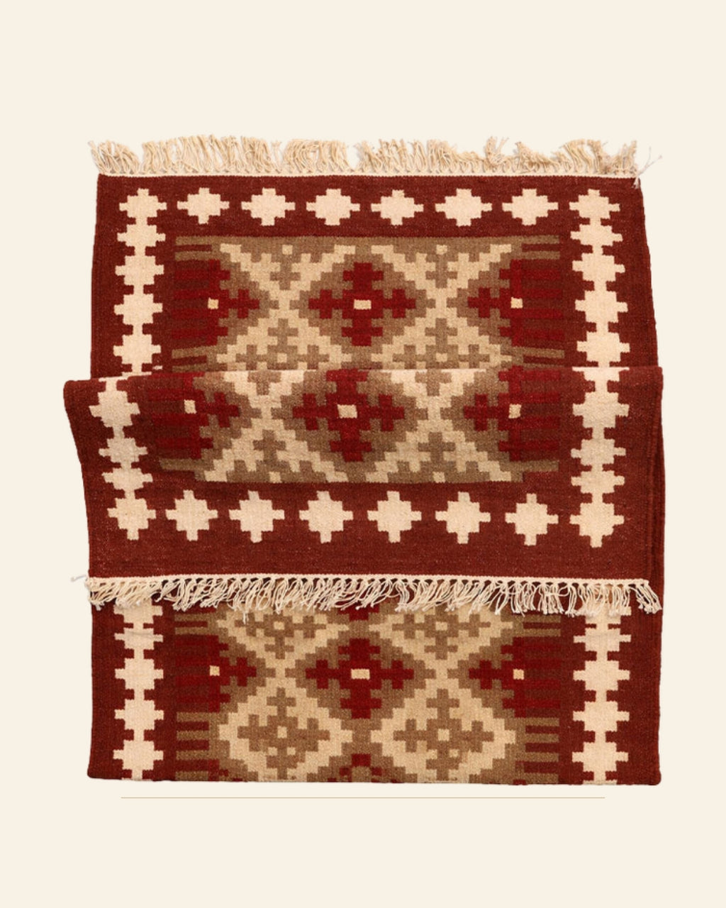 Sindoori Punja Durrie Floor Carpet · Handwoven Rug — Saptadhārā studio