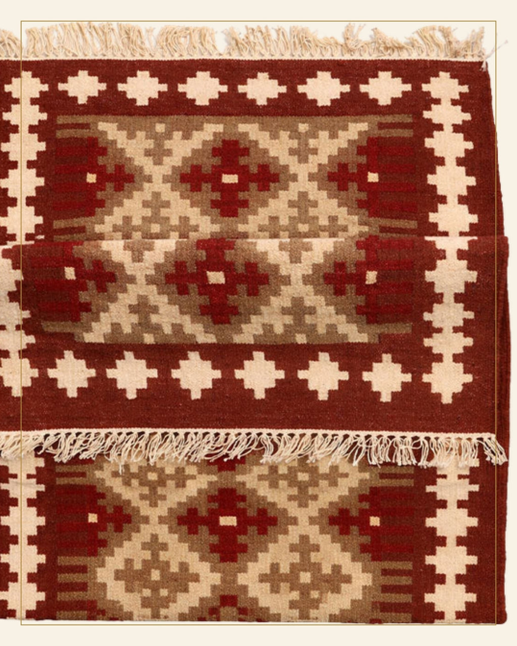 Sindoori Punja Durrie Floor Carpet · Handwoven Rug — Saptadhārā detail