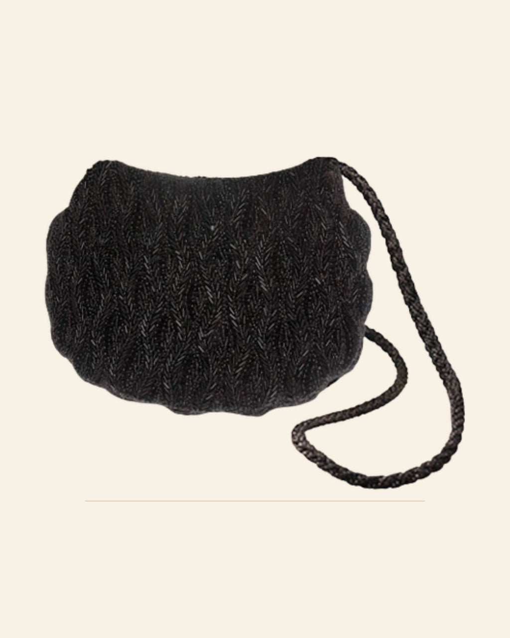 Handcrafted Black Beaded Evening Hand Bag with Chain Strap — Saptadhārā studio