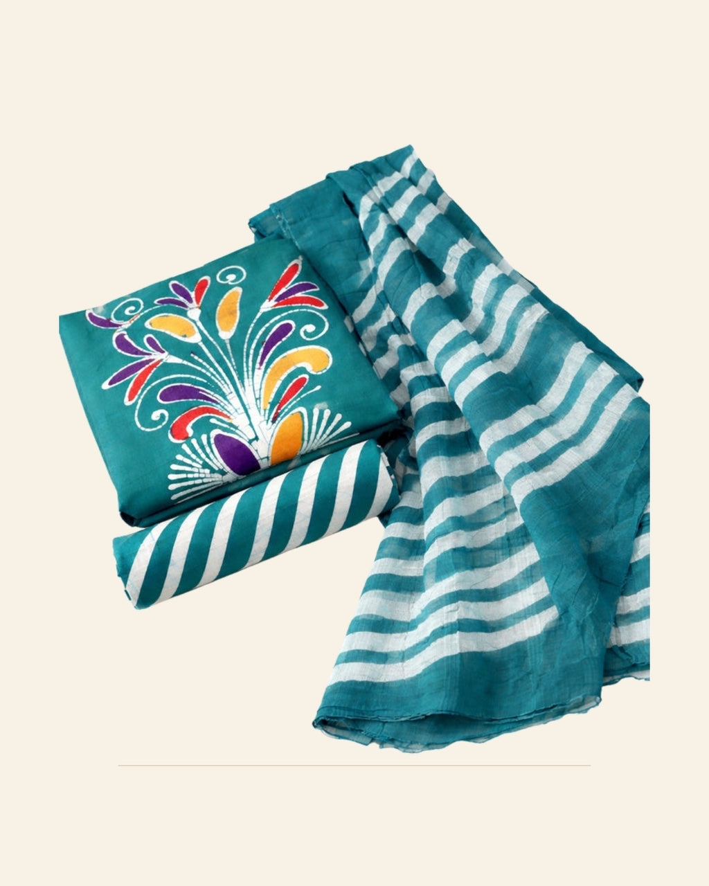 Handcrafted Pen Batik Print Cotton Dress Material — Saptadhārā studio
