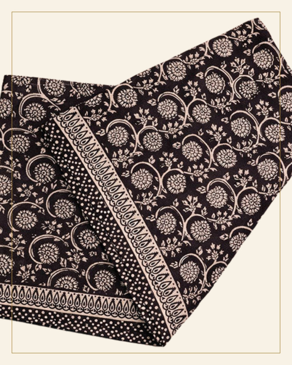 Hand Block Printed Bagh Cotton Dupatta — Saptadhārā detail