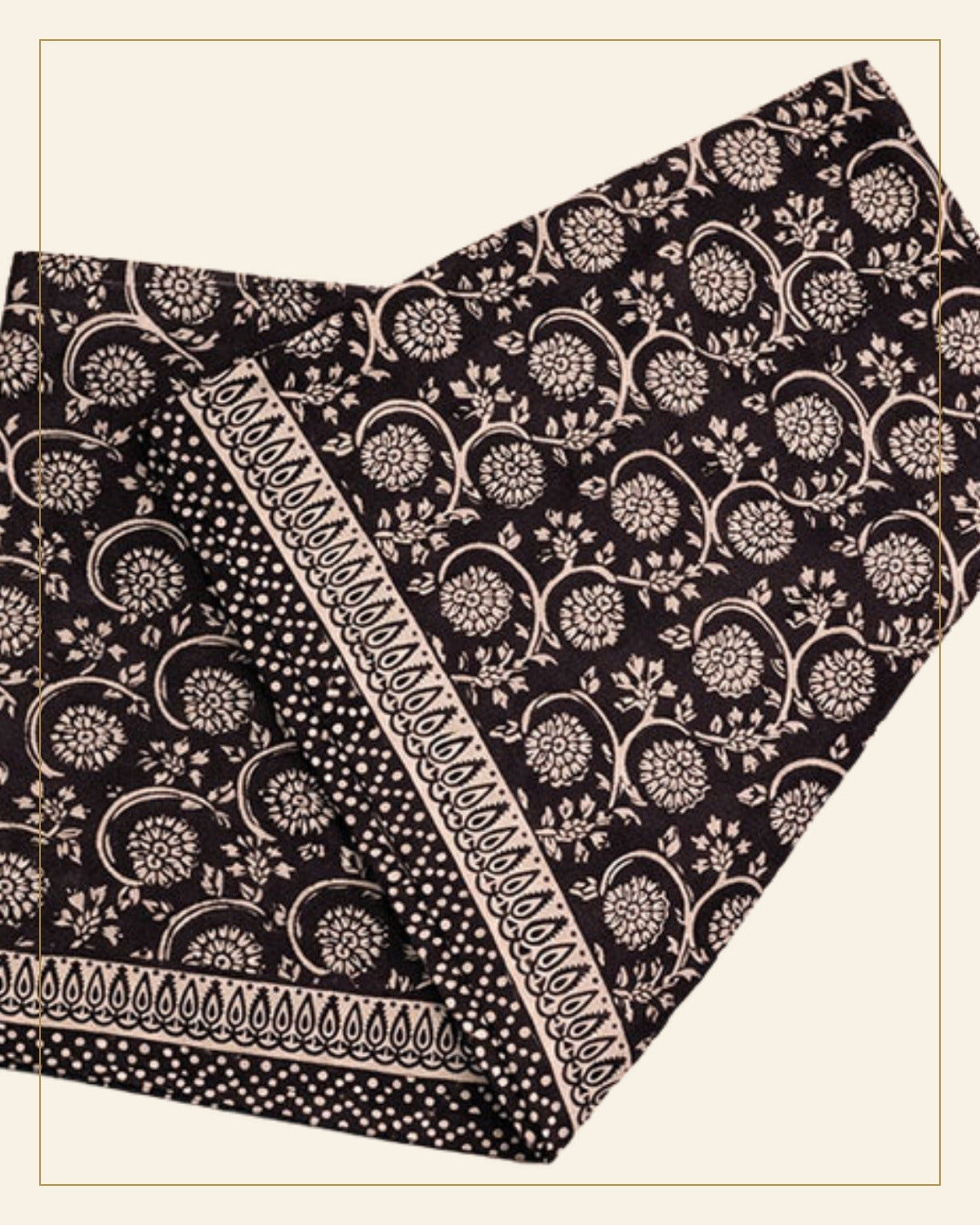 Hand Block Printed Bagh Cotton Dupatta — Saptadhārā detail