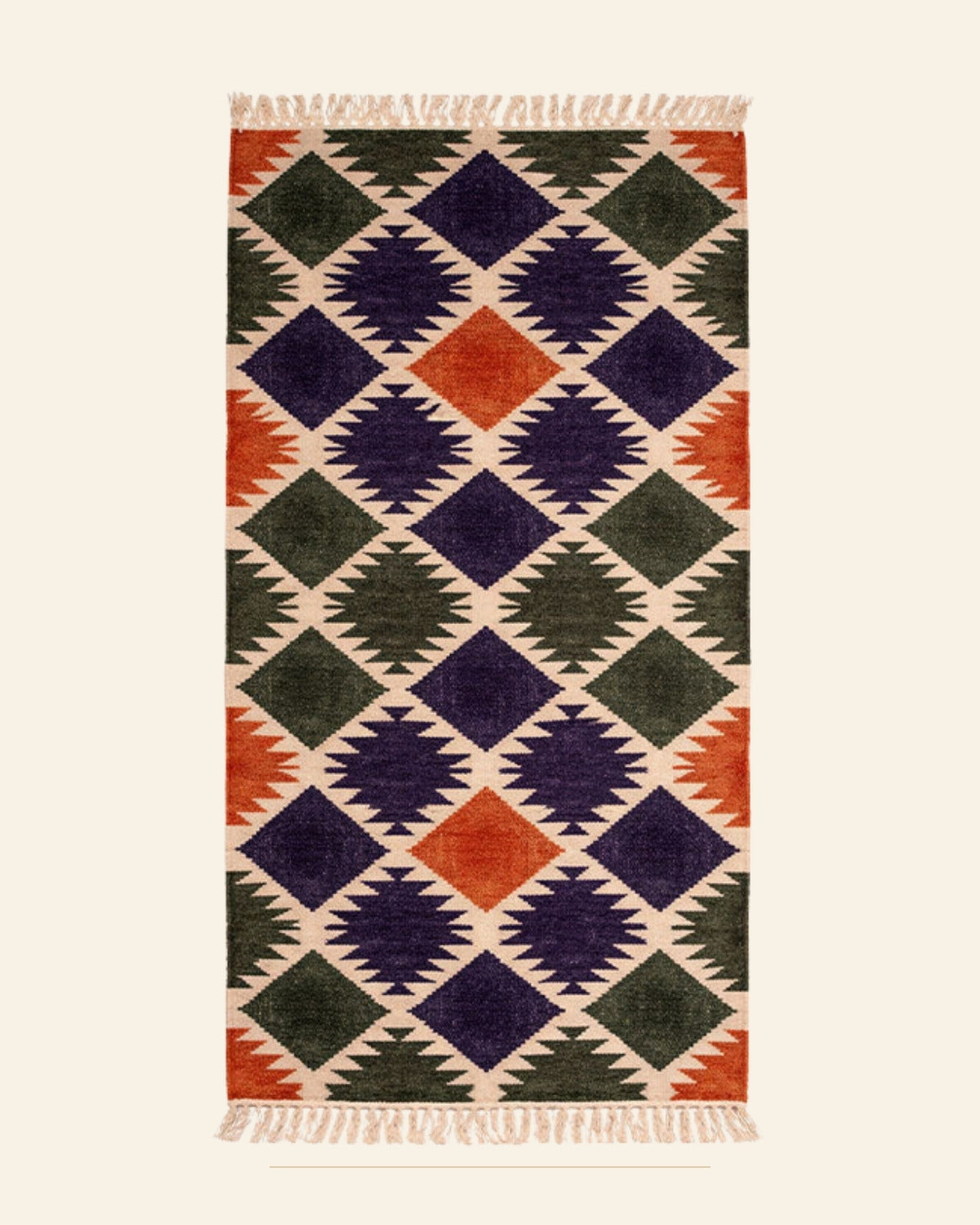 Rangrez Punja Durrie Floor Carpet · Handwoven Rug — Saptadhārā studio