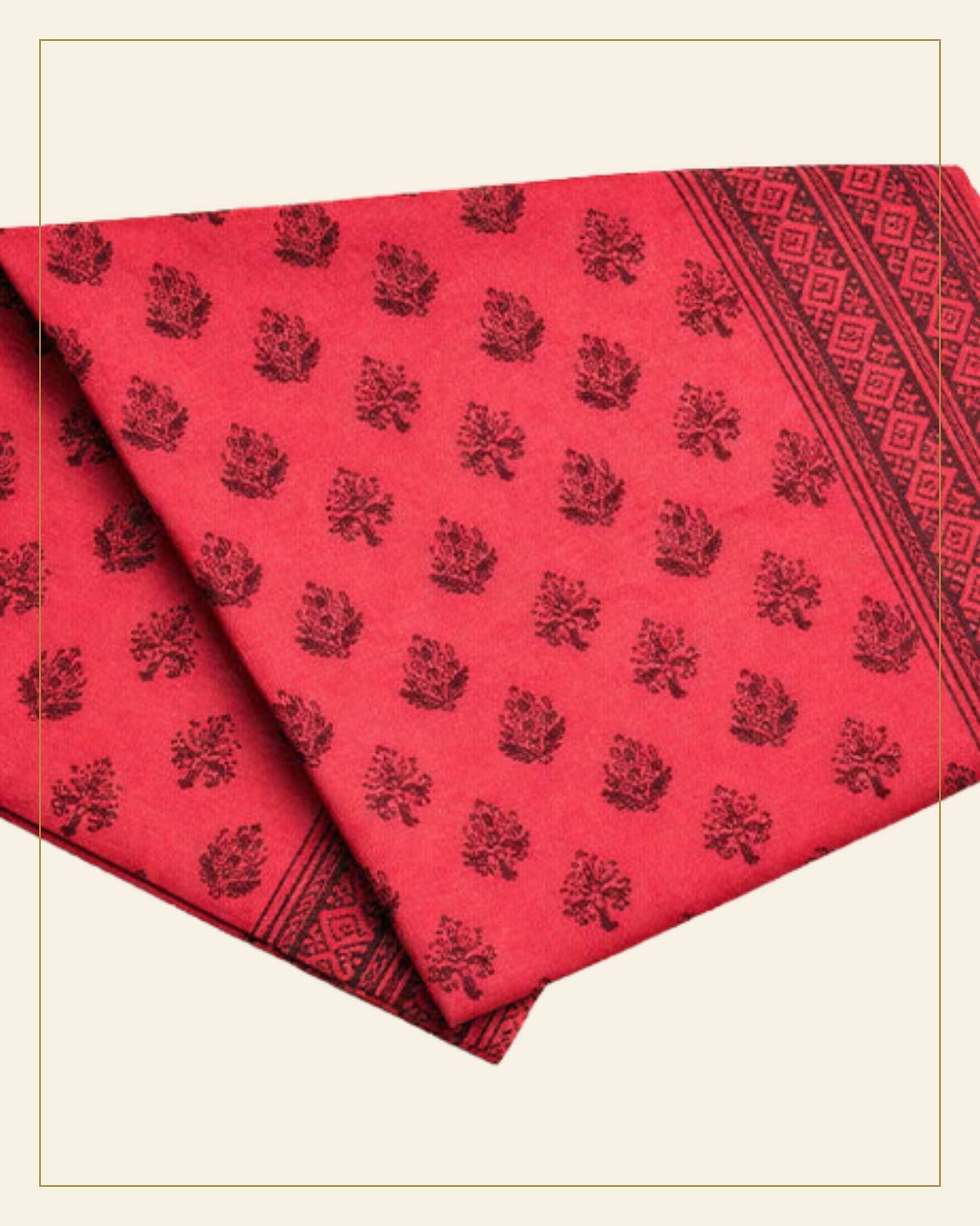 Hand Block Printed Bagh Cotton Dupatta — Saptadhārā detail