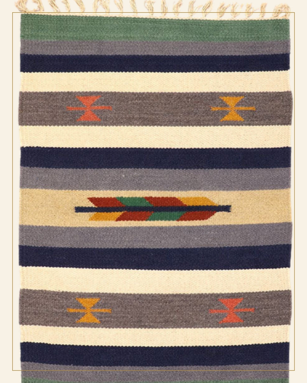 Rangrez Punja Durrie Asan · Handwoven Rug — Saptadhārā detail
