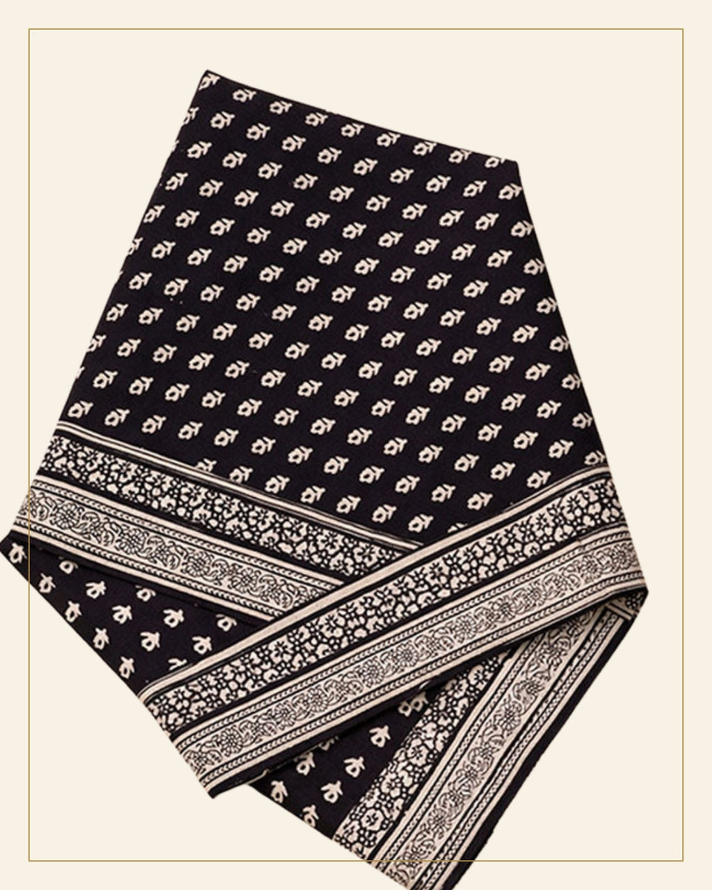 Hand Block Printed Bagh Cotton Dupatta — Saptadhārā detail