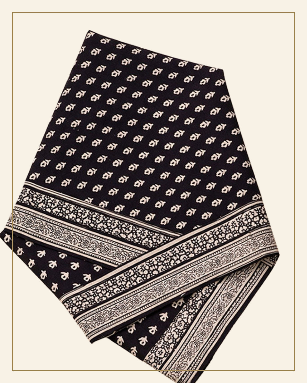 Hand Block Printed Bagh Cotton Dupatta — Saptadhārā detail