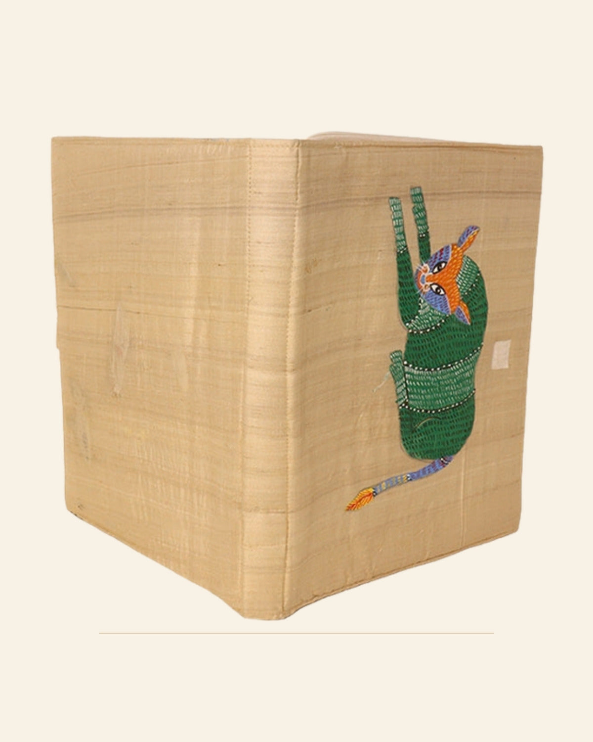 Handcrafted Folk Gond Art Fabric File Foder –  Colorful Tiger Motif — Saptadhārā studio