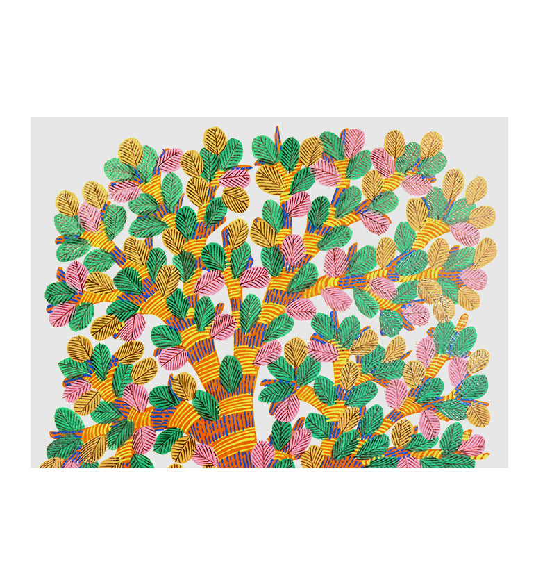 Handcrafted Gond Tree with Birds Painting – Tribal Folk Art