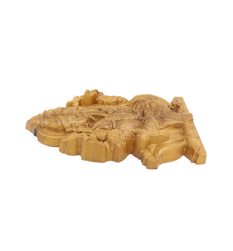 Hand-Carved Solid Teak Wood Lord Ganesha ( Small ) Wall Hanging