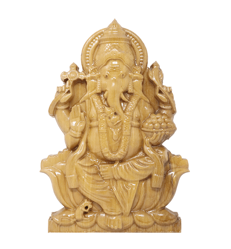 Hand-Carved Solid Teak Wood Lord Ganesha (medium ) Wall Hanging