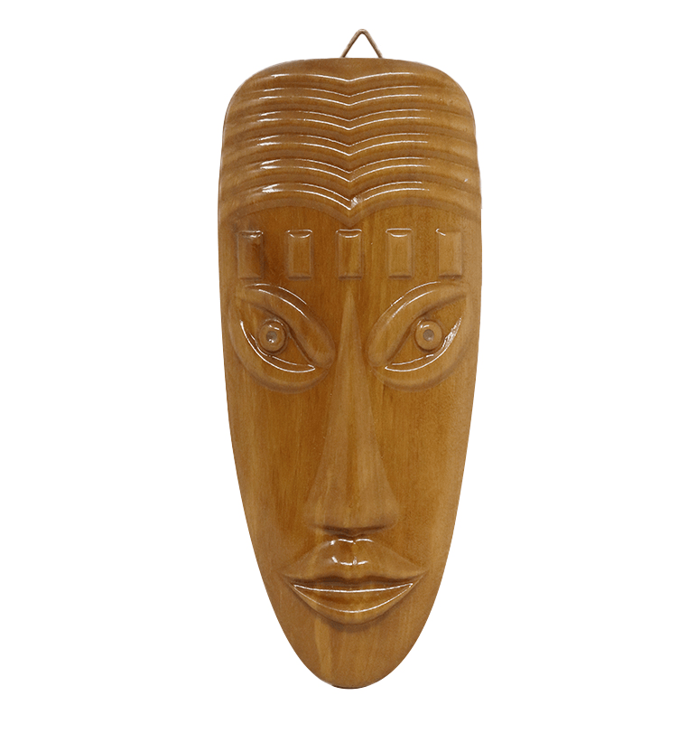 Hand-Carved Solid Teak Wood Tribal Face Mask Wall Hanging (Medium Size)