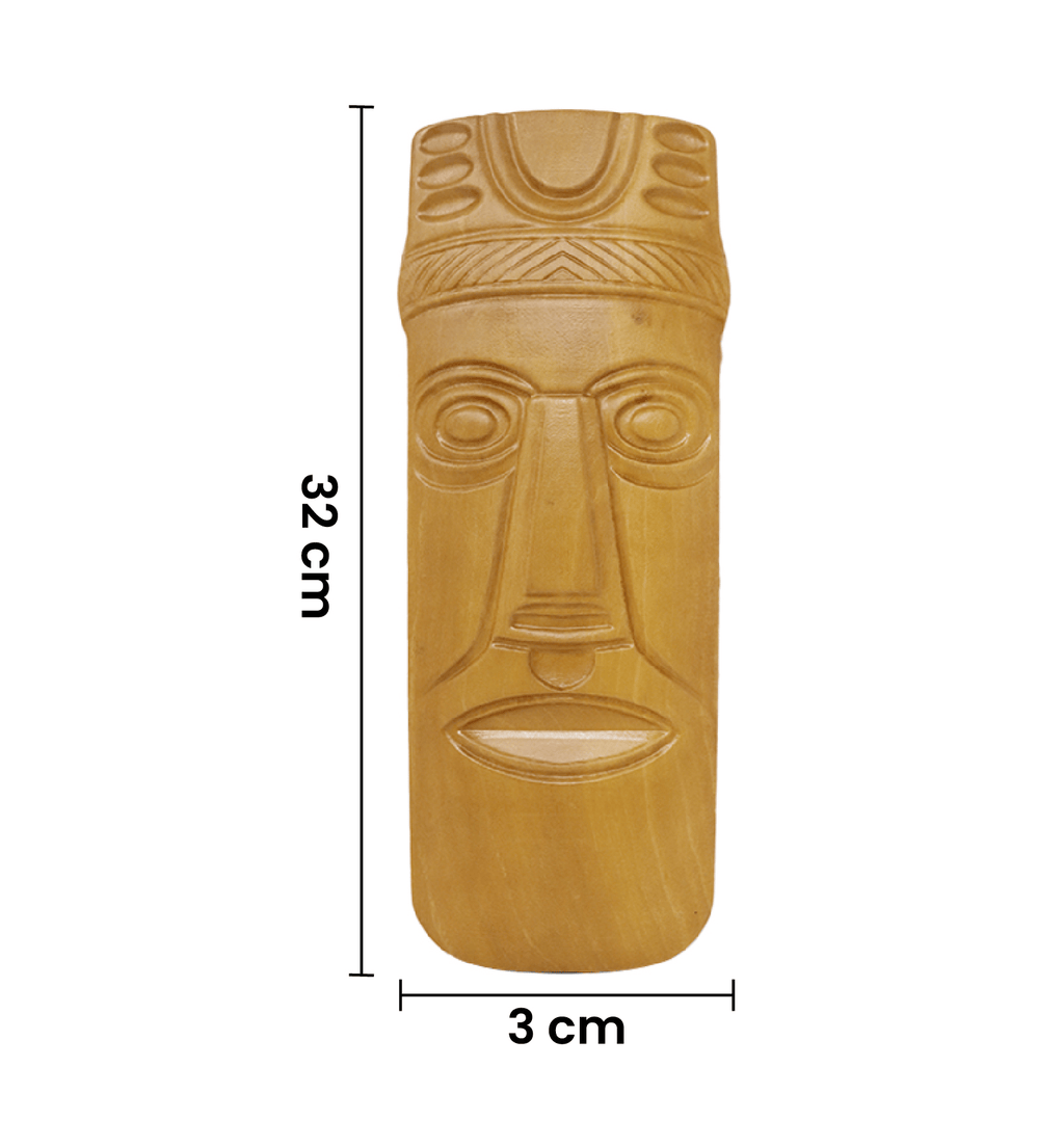 Hand-Carved Solid Teak Wood Tribal Face Mask Wall Hanging (Medium Size)