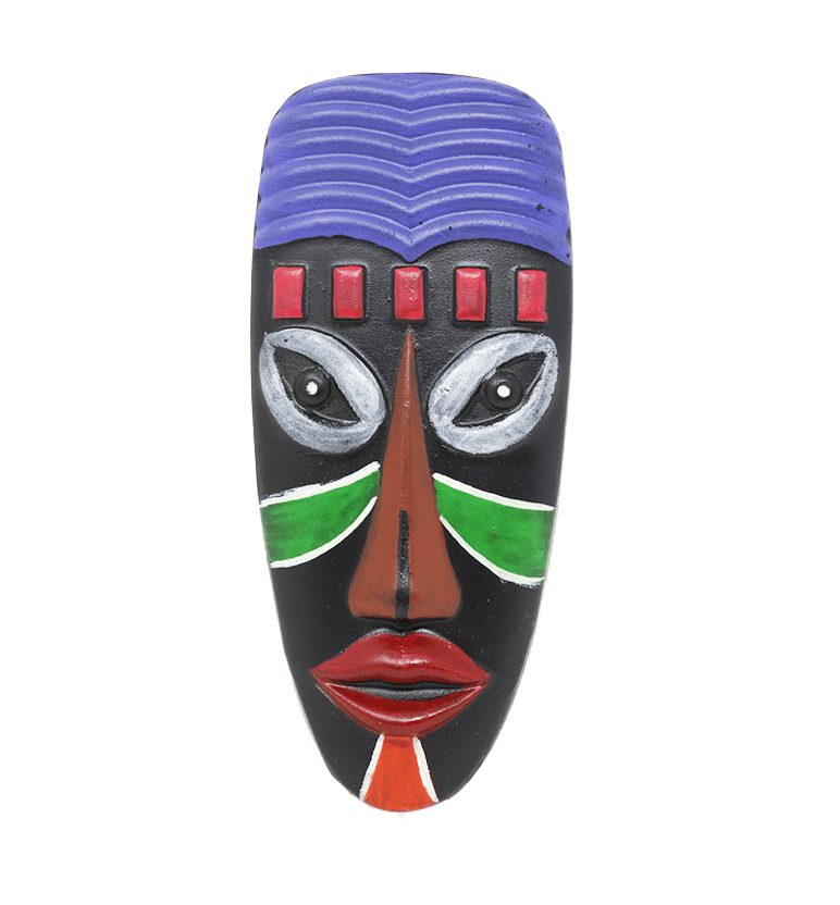 Hand-Carved & Hand-Painted Wooden Tribal Face Mask Wall Hanging (Small Size)