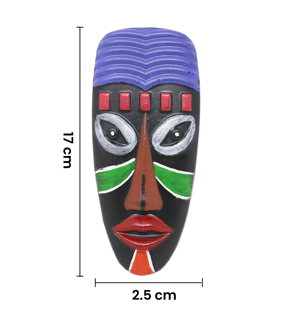 Hand-Carved & Hand-Painted Wooden Tribal Face Mask Wall Hanging (Small Size)