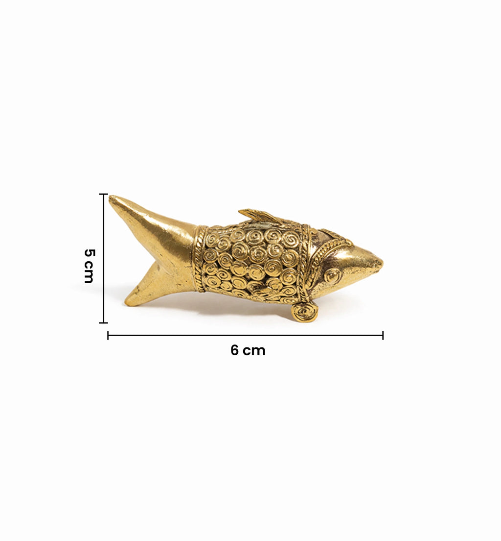 Handcrafted Bhareva Brass Tribal Fish Figurine