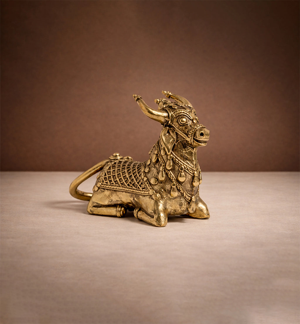 Handcrafted Bhareva Brass Nandi Showpiece