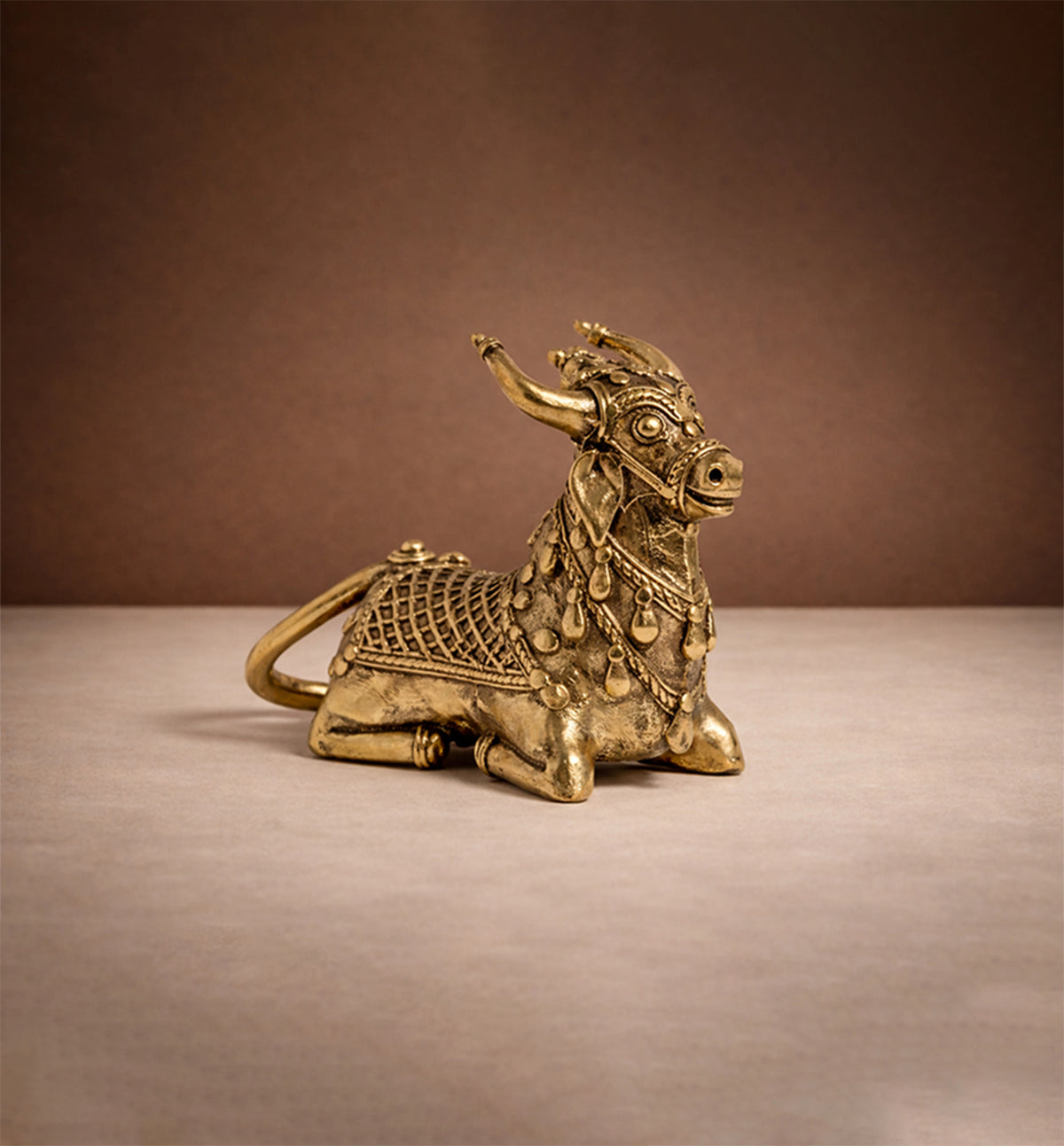 Handcrafted Bhareva Brass Nandi Showpiece