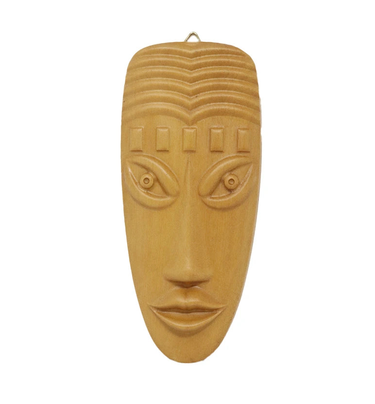 Hand-Carved Solid Teak Wood Tribal Face Mask Wall Hanging (Small Size)