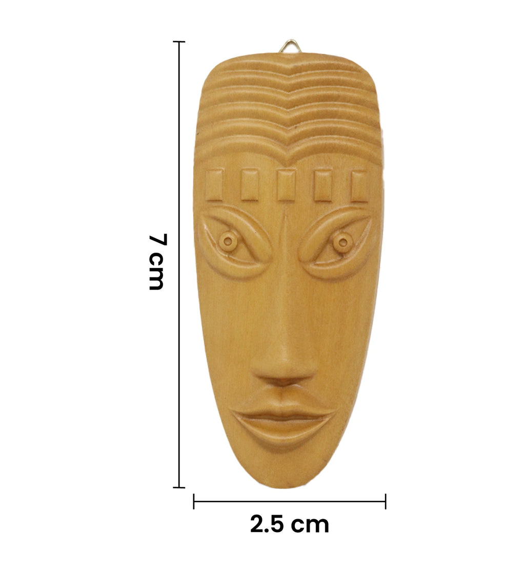 Hand-Carved Solid Teak Wood Tribal Face Mask Wall Hanging (Small Size)