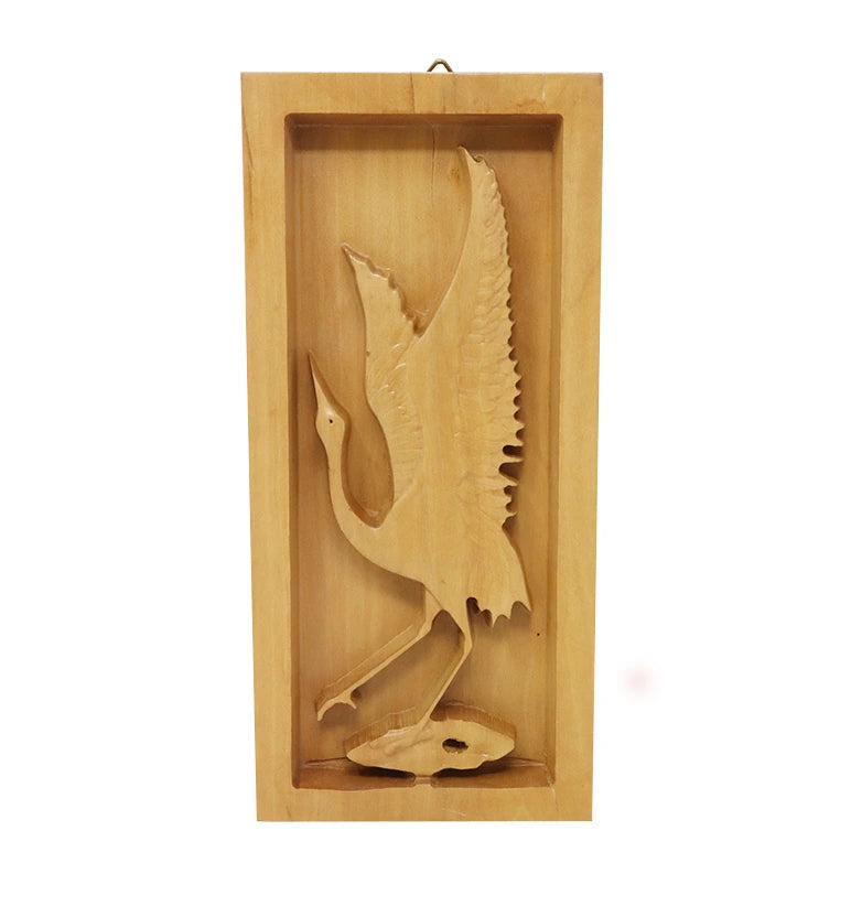 Hand-Carved Wooden Bird Frame Wall Hanging (small size )