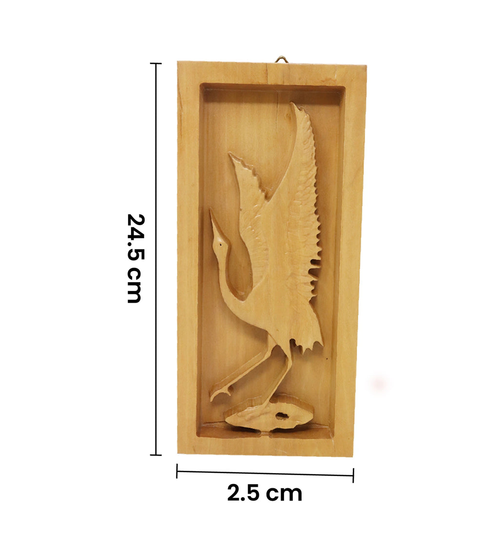 Hand-Carved Wooden Bird Frame Wall Hanging (small size )