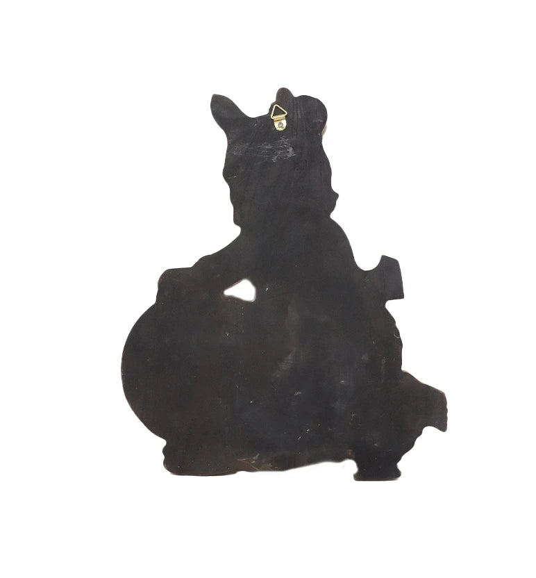 Hand-Carved Wooden Bal Krishna with Makhan Matki Wall Hanging ( medium size  )