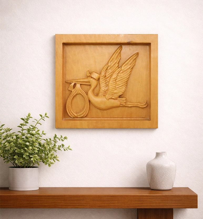 Hand-Carved Wooden Flying Bird Frame Wall Hanging (small size )