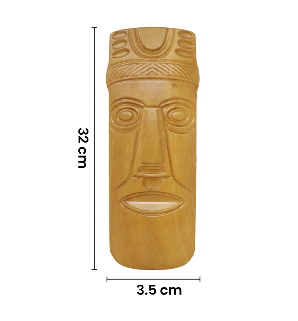 Hand-Carved Solid Teak Wood Tribal Face Mask Wall Hanging ( medium size  )