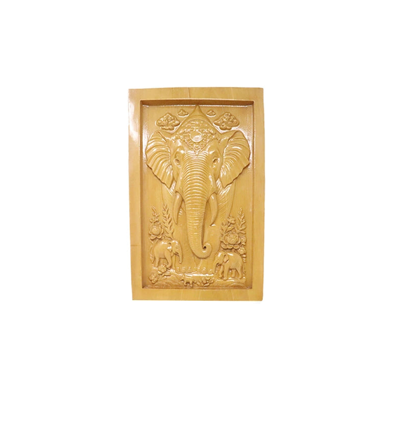 Hand-Carved Wooden Elephant Frame Wall Hanging (Small Size)