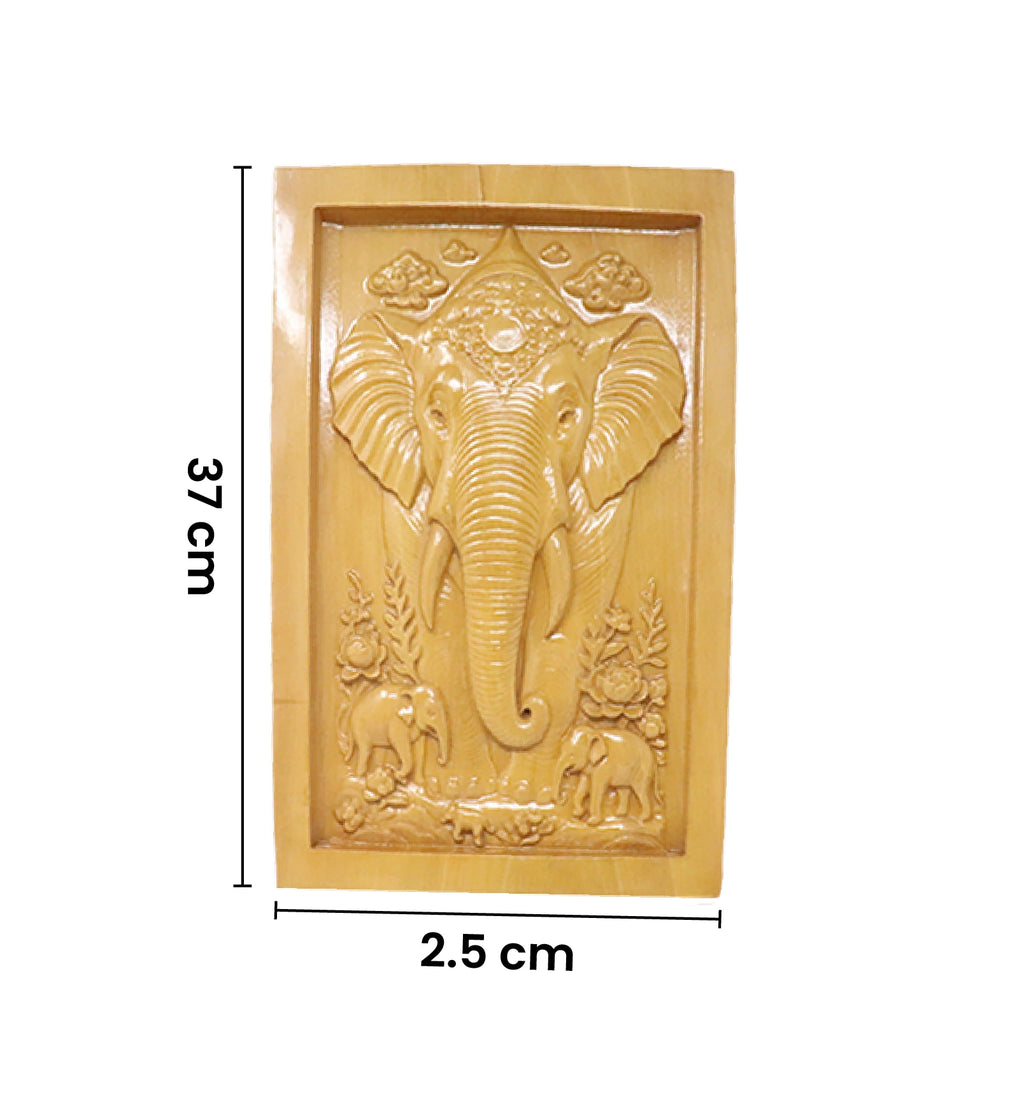 Hand-Carved Wooden Elephant Frame Wall Hanging (Small Size)