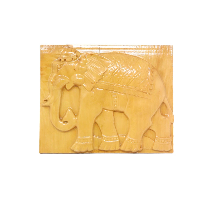 Hand-Carved Wooden Elephant Figurine (Small Size)