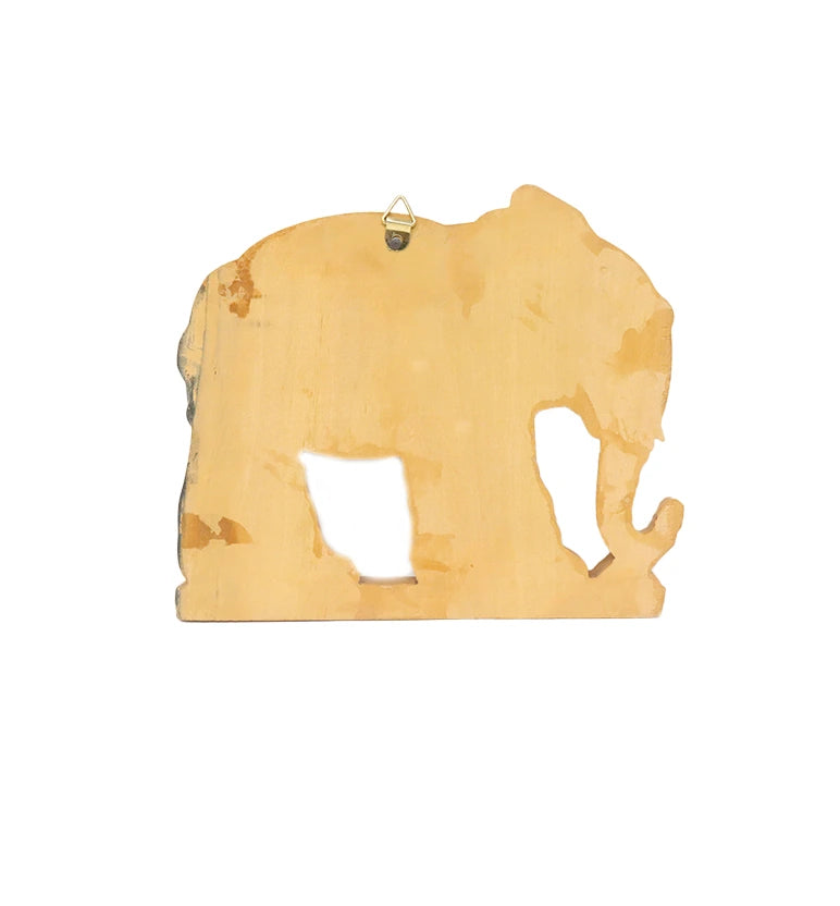 Hand-Carved Wooden Elephant  with Base (Small Size)