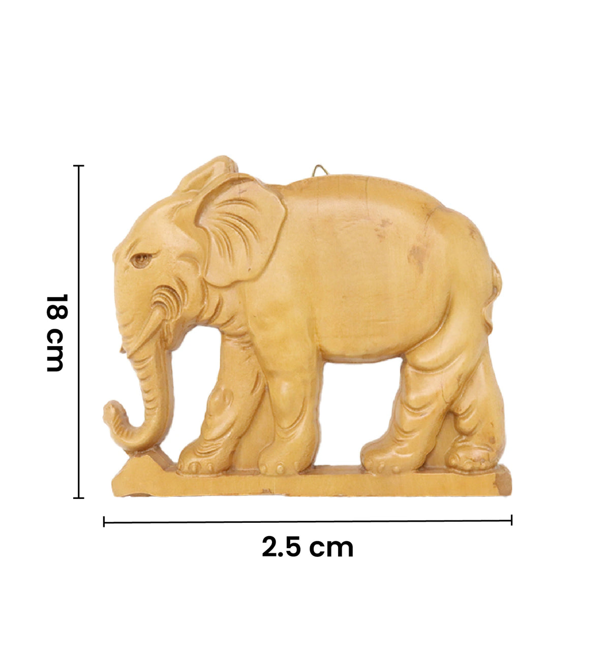 Hand-Carved Wooden Elephant  with Base (Small Size)