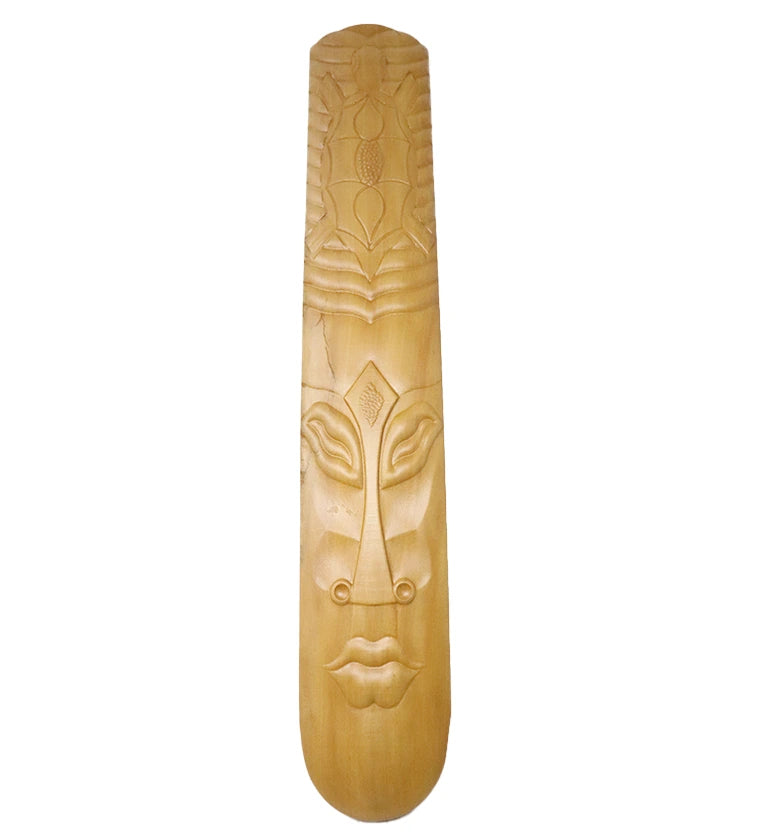 Large Hand-Carved Solid Teak Wood Tribal Face Mask Wall Hanging