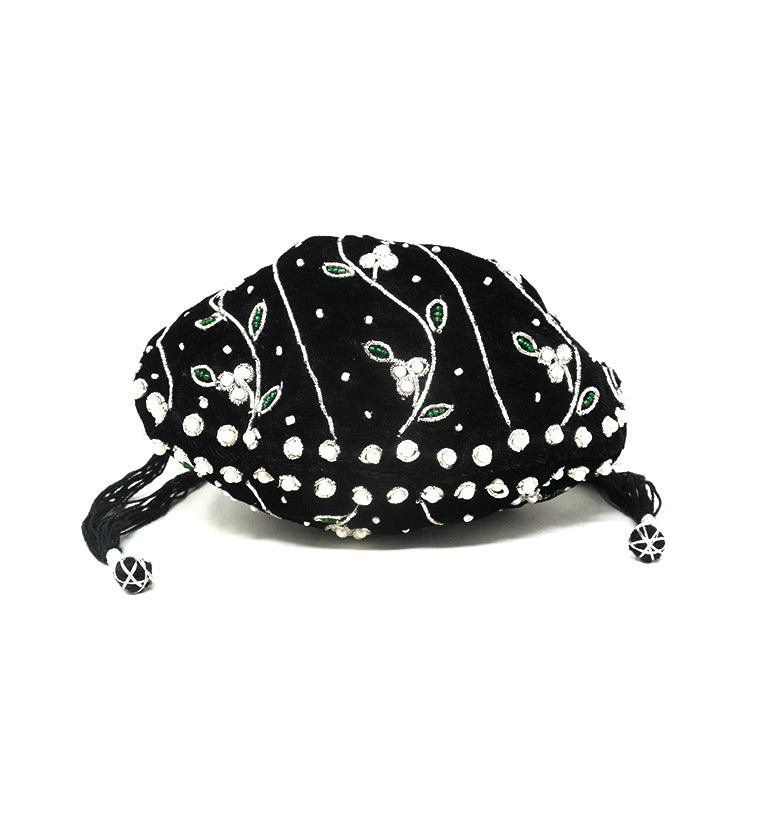 Handcrafted Zari Zardozi Embroidered Velvet Potli Bag