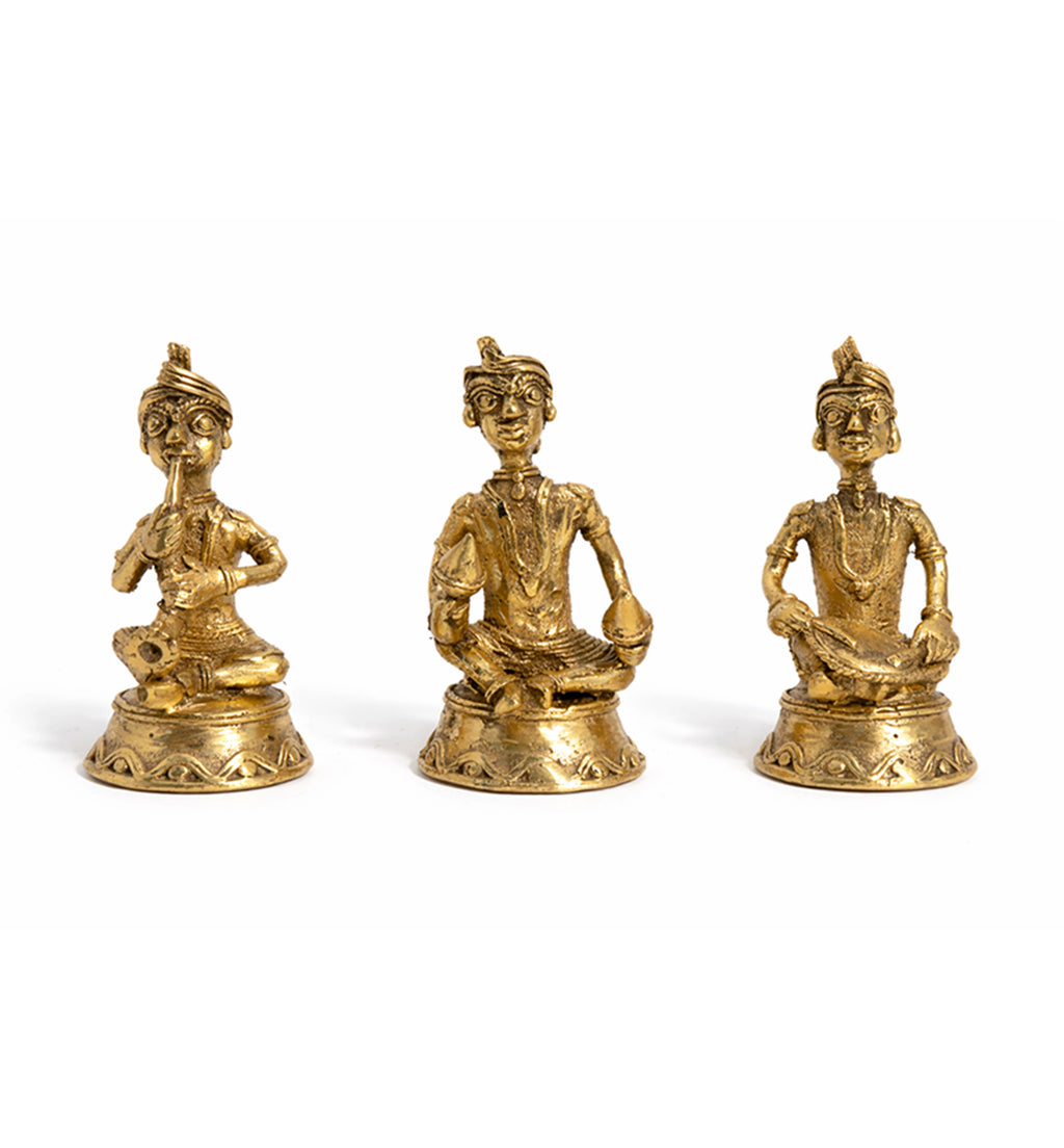 Bhareva Brass Tribal Musician Figurines – Set of 3