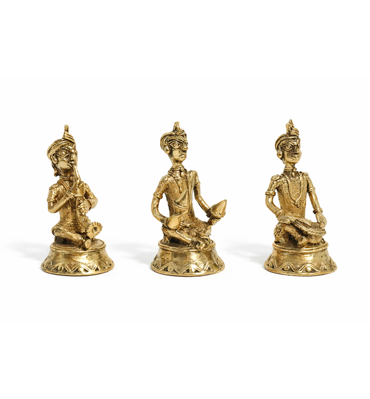 Bhareva Brass Tribal Musician Figurines – Set of 3