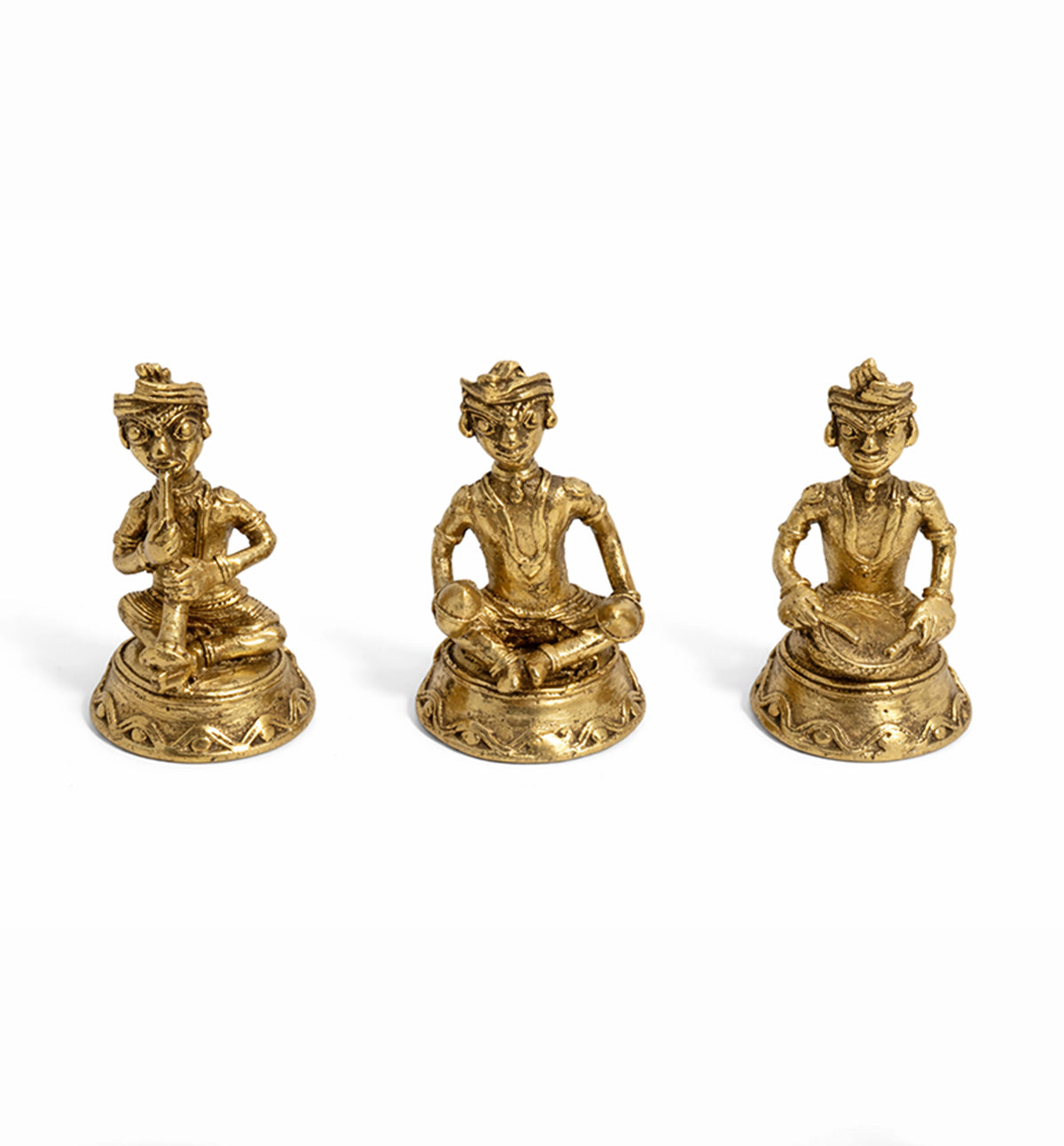 Bhareva Brass Tribal Musician Figurines – Set of 3