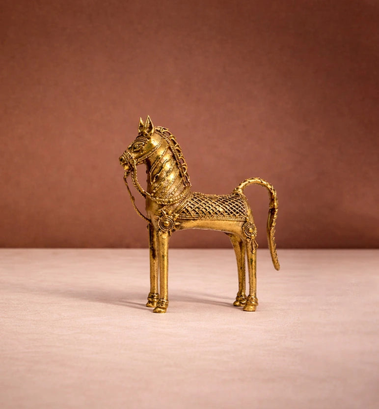 Handcrafted Brass Tribal Horse Showpiece