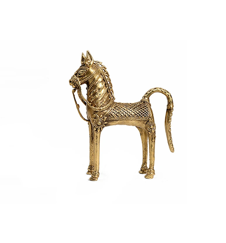 Handcrafted Brass Tribal Horse Showpiece