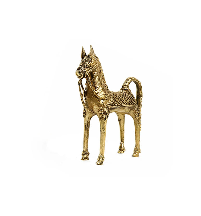 Handcrafted Brass Tribal Horse Showpiece