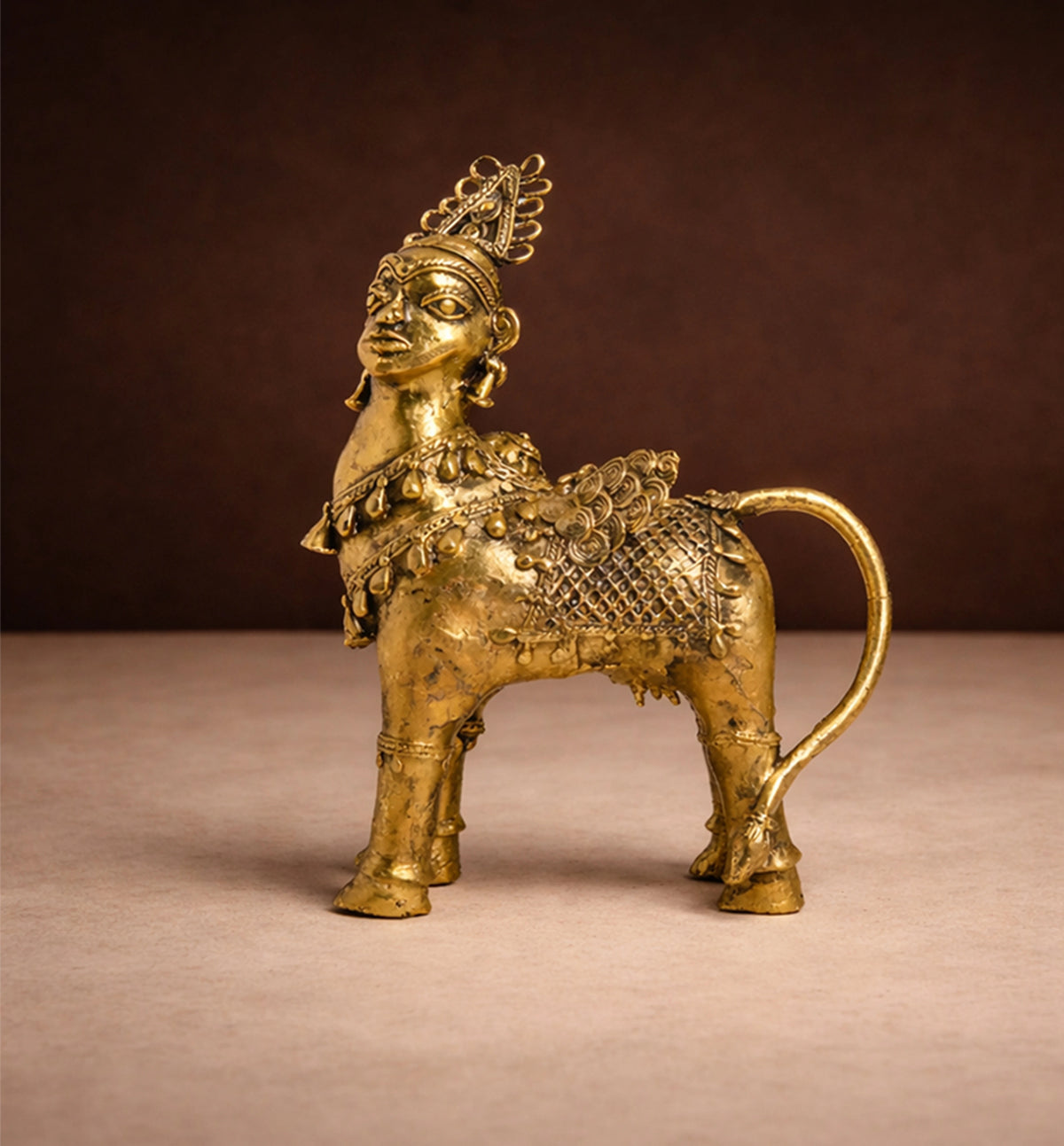 Handcrafted Bhareva Brass Kamdhenu Showpiece