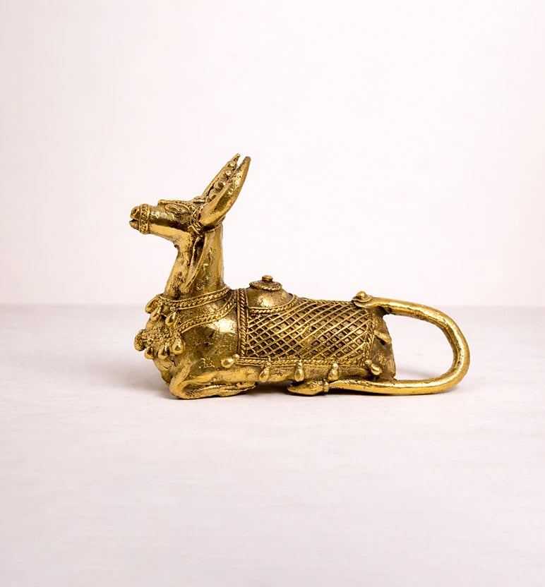 Handcrafted Bhareva Brass Nandi Showpiece